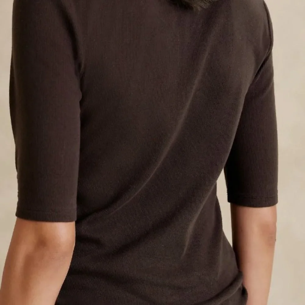 NWT! Banana Republic Ribbed Elbow Sleeve Shirt, XL, Costa Coffee - Picture 2 of 3